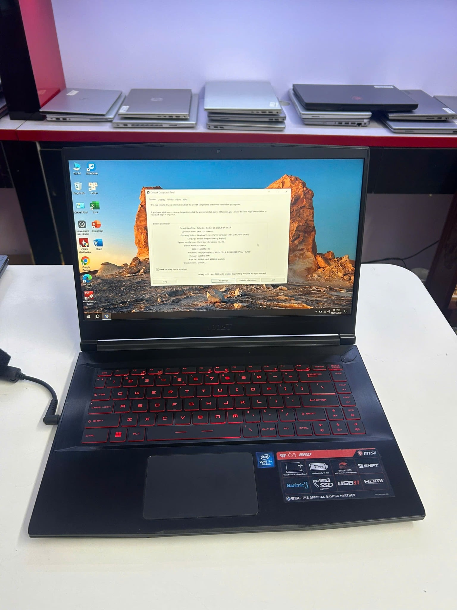 Laptop MSI gaming GF63 I7 8750H Ram 16G Ssd 256G